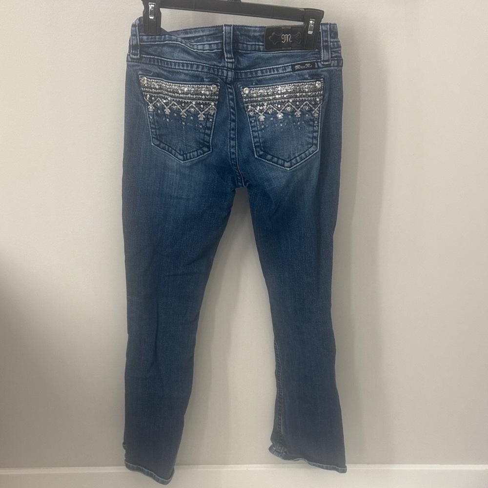 Miss Me Blue Boot Cut Jeans with Silver Accents